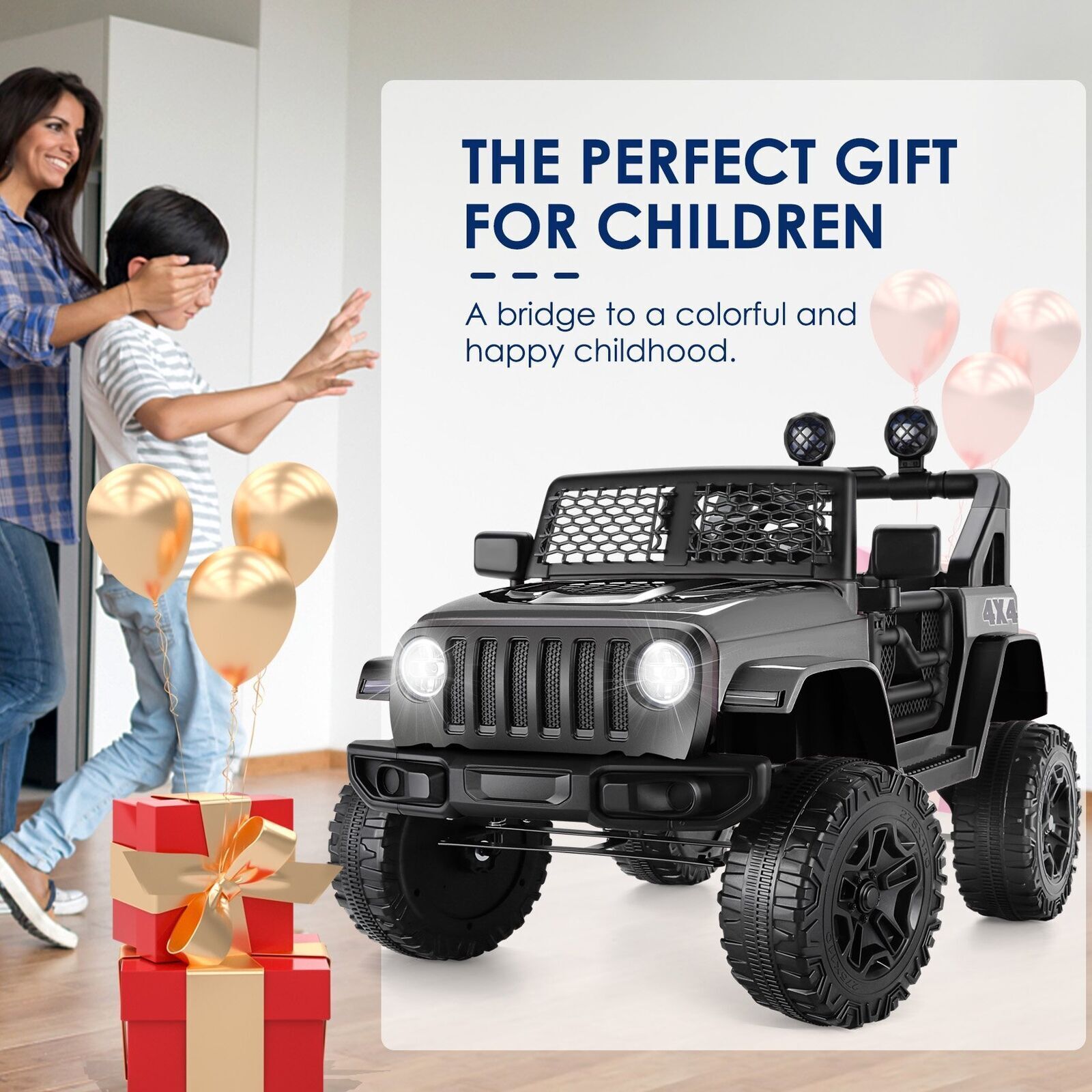 12V Kids Ride-On Car with MP3, Bluetooth, and Parental Remote Control