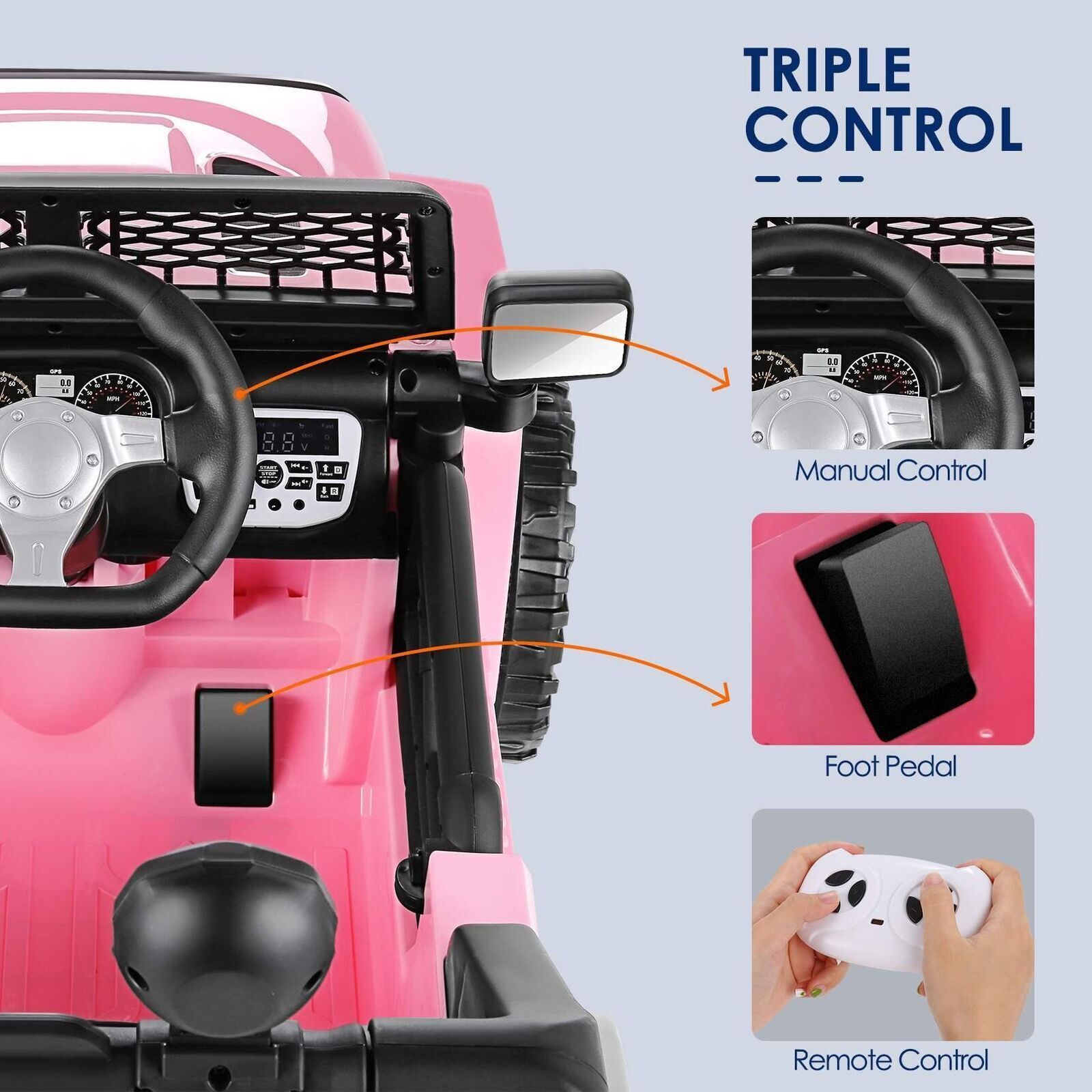 12V Kids Ride-On Car with MP3, Bluetooth, and Parental Remote Control