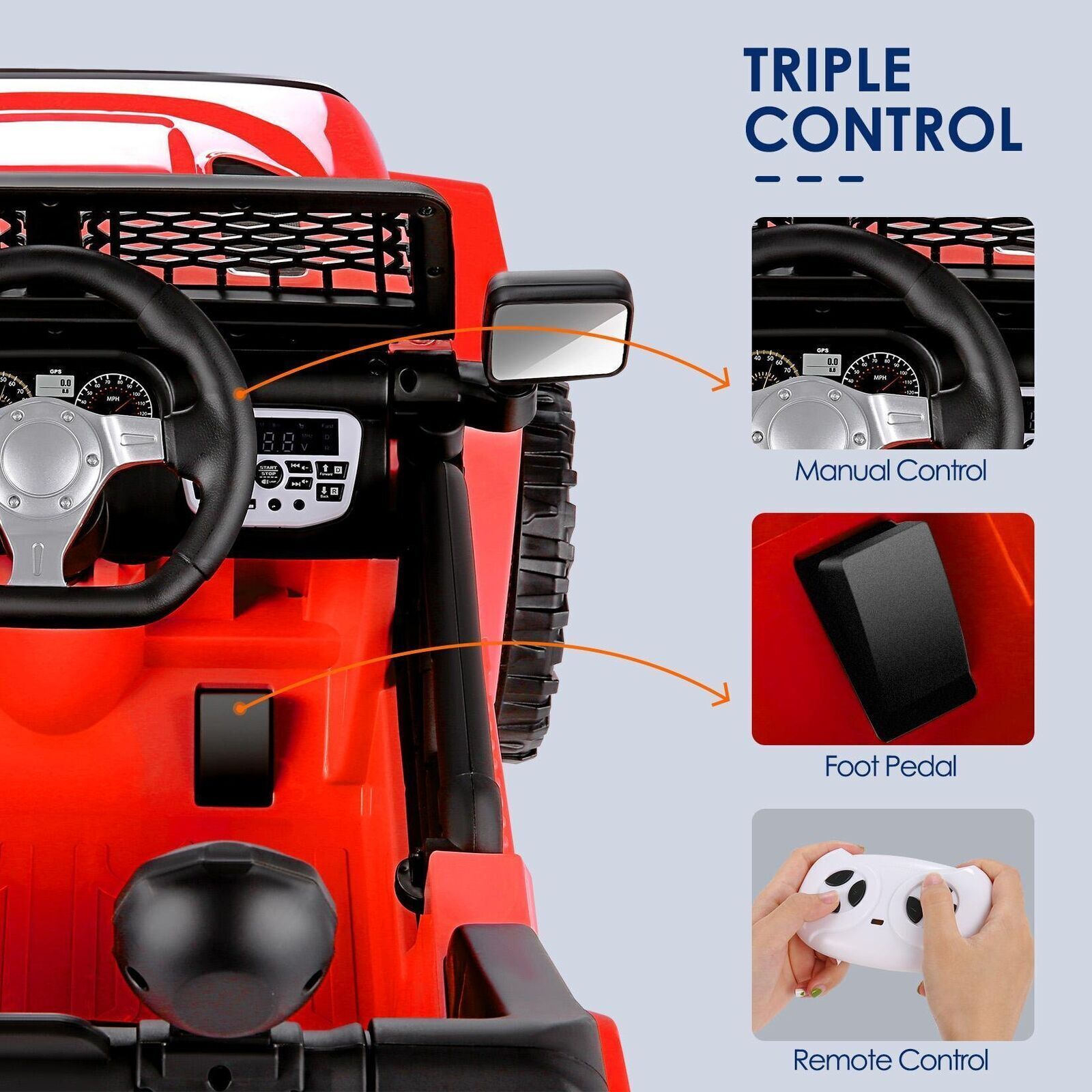 12V Kids Ride-On Car with MP3, Bluetooth, and Parental Remote Control
