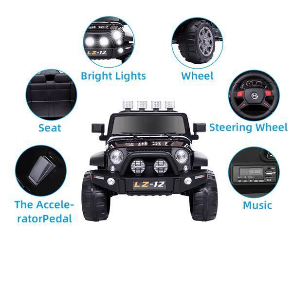 12V Kids Ride On Car with Remote Control - Rechargeable Battery, 4 mph Speed, Black