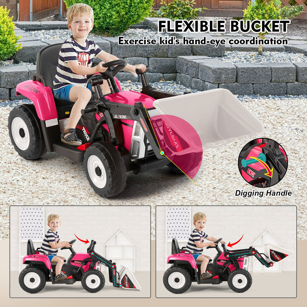 12V Kids Ride On Excavator with Music and Remote Control - 3 Speed Options