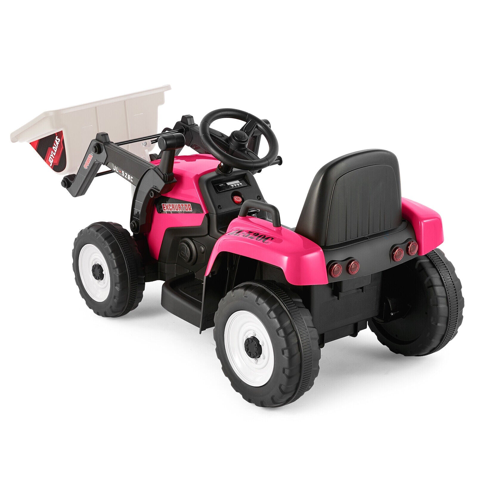 12V Kids Ride On Excavator with Music and Remote Control - 3 Speed Options