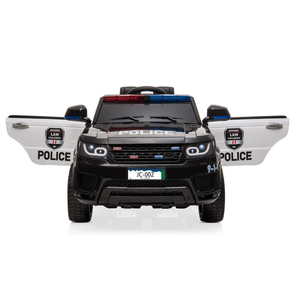 12V Kids Ride On Police SUV Car with Remote Control, LED Lights, and Music - Black