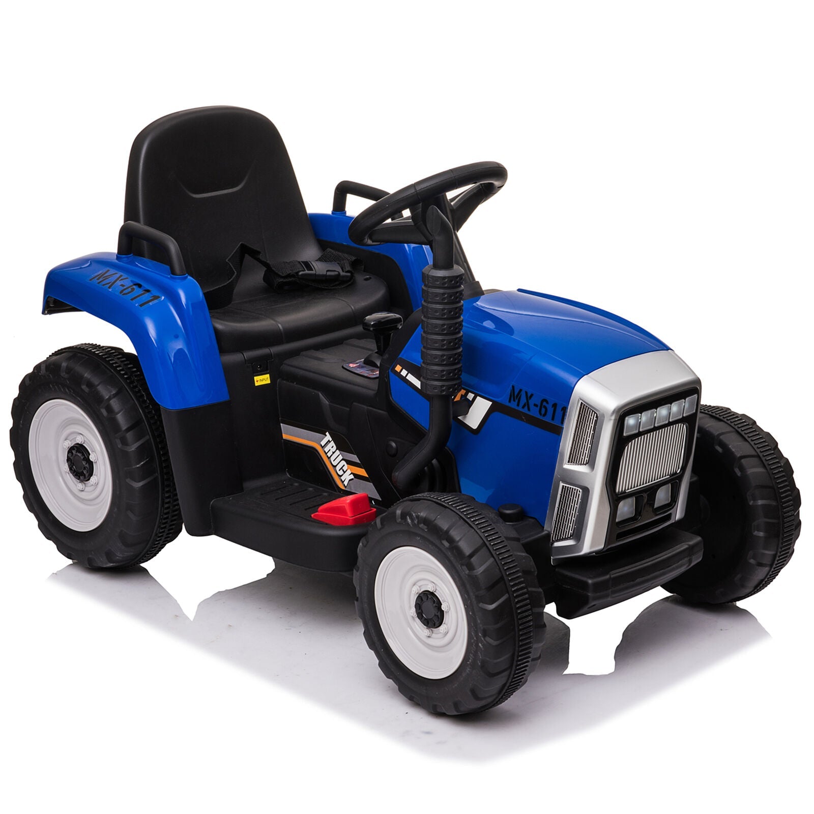 12V Kids Ride On Tractor Trailer with Lights - Battery Powered Toy Car