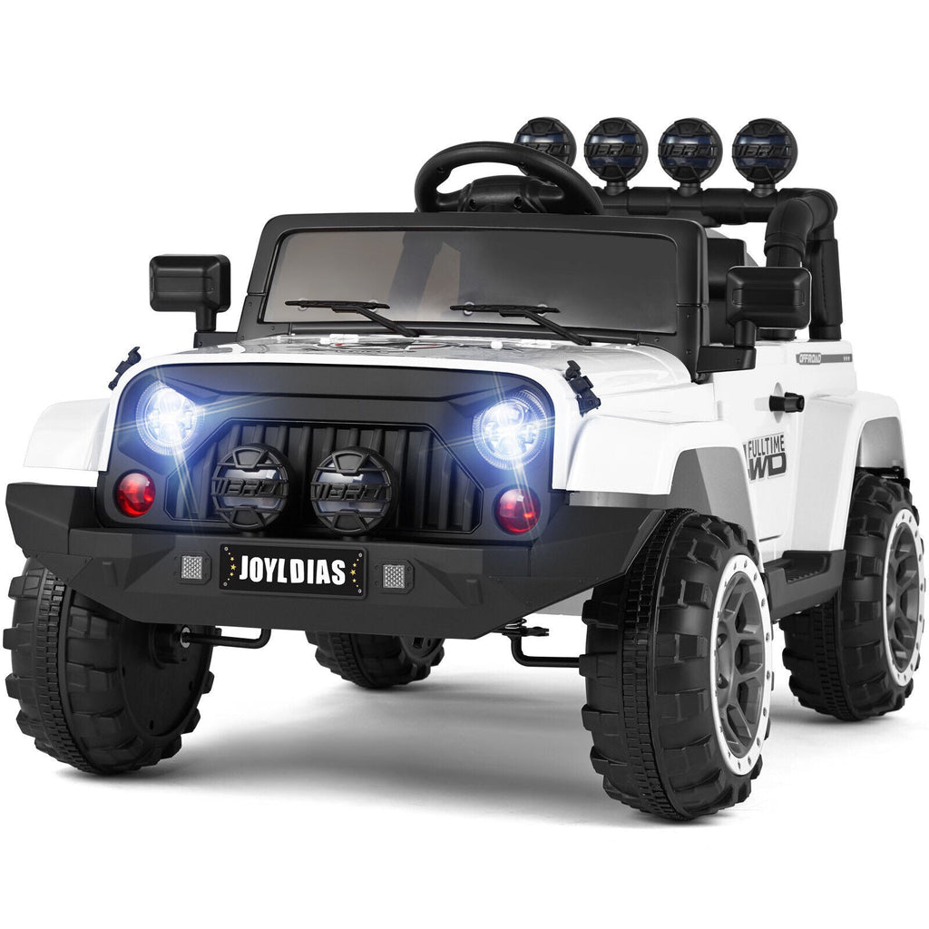 12V Electric Ride-On Toy Truck for Kids with Remote Control, Music, LED Lights, and Storage