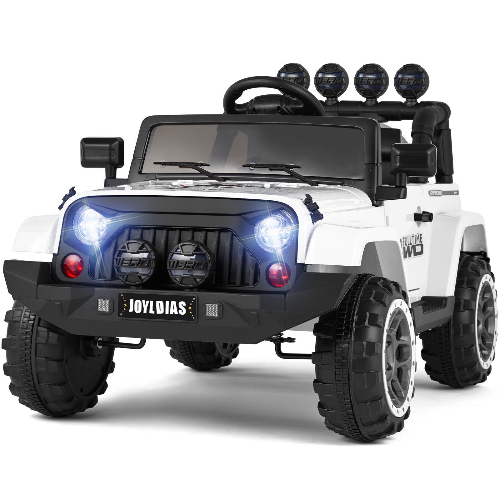 12V Electric Ride-On Toy Truck for Kids with Remote Control, Music, LED Lights, and Storage
