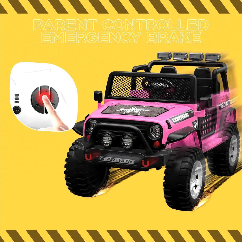 12V Kids Ride On Truck Car with Safety Belt, MP3 and LED Lights - Perfect Xmas Gift for Two!