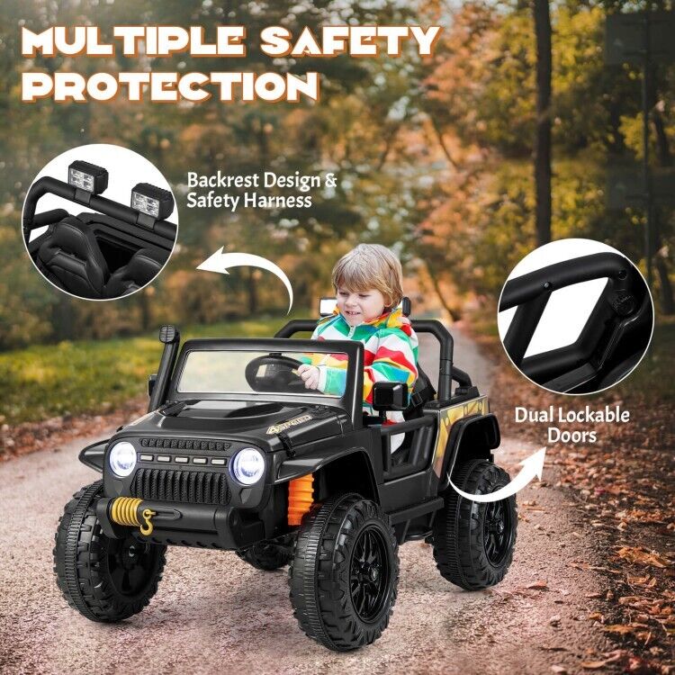 12V Kids Ride-on Truck with Parental Remote Control & LED Lights