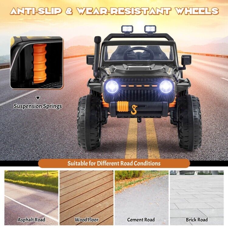 12V Kids Ride-on Truck with Parental Remote Control & LED Lights