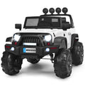 12V Kids Ride On Truck with RC Control, Spring Suspension, Light & Music, and Trunk in White