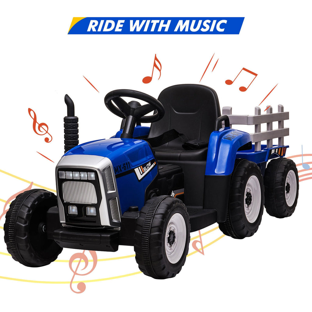 12V Kids Ride-On Truck with Remote Control and Trailer - Battery Powered Toy Tractor
