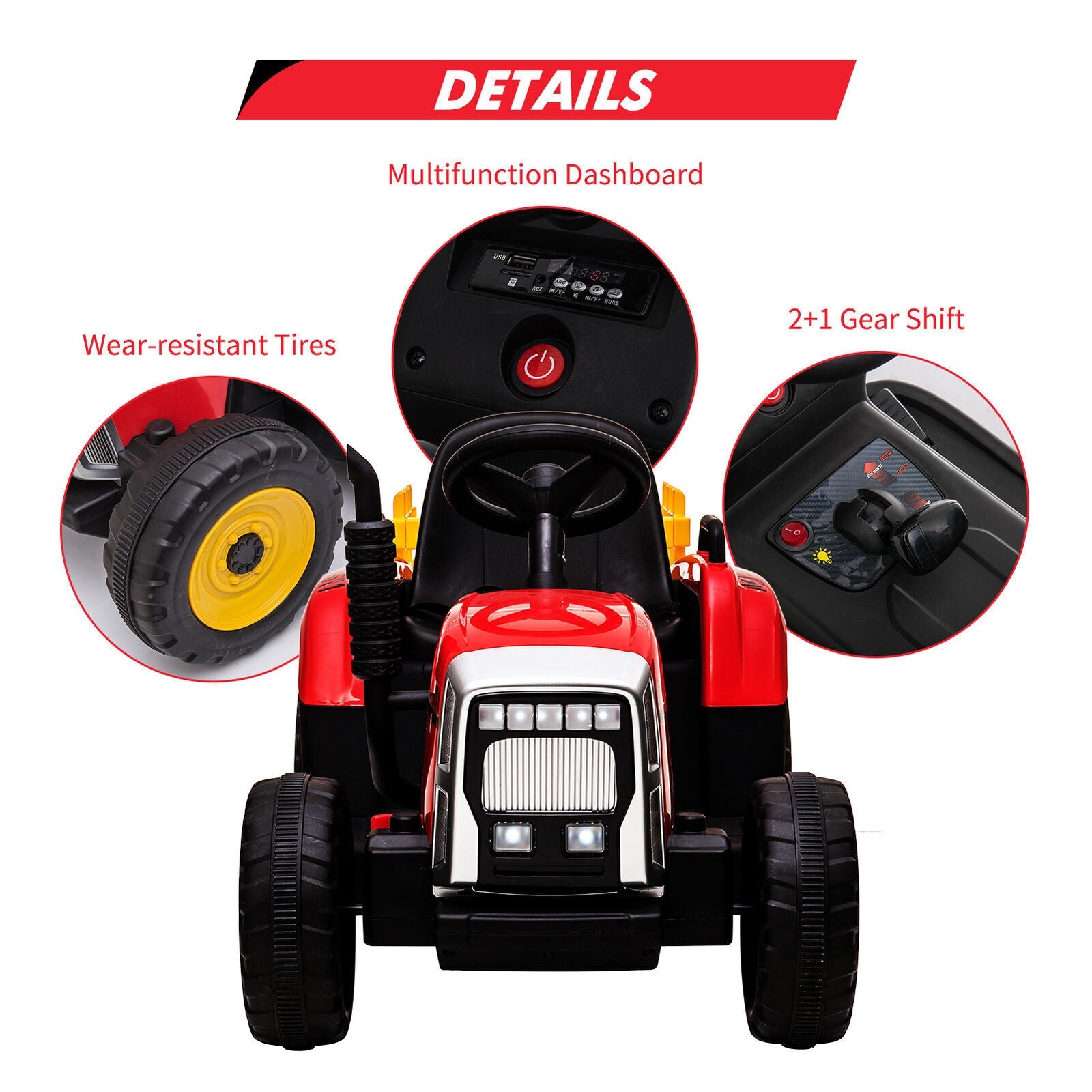 12V Kids Ride-On Truck with Remote Control and Trailer - Battery Powered Toy Tractor