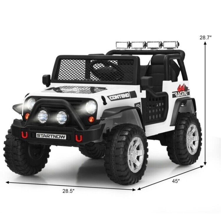 12V Kids Ride On Truck with Remote Control, LED Lights, 3-Speeds, and Music