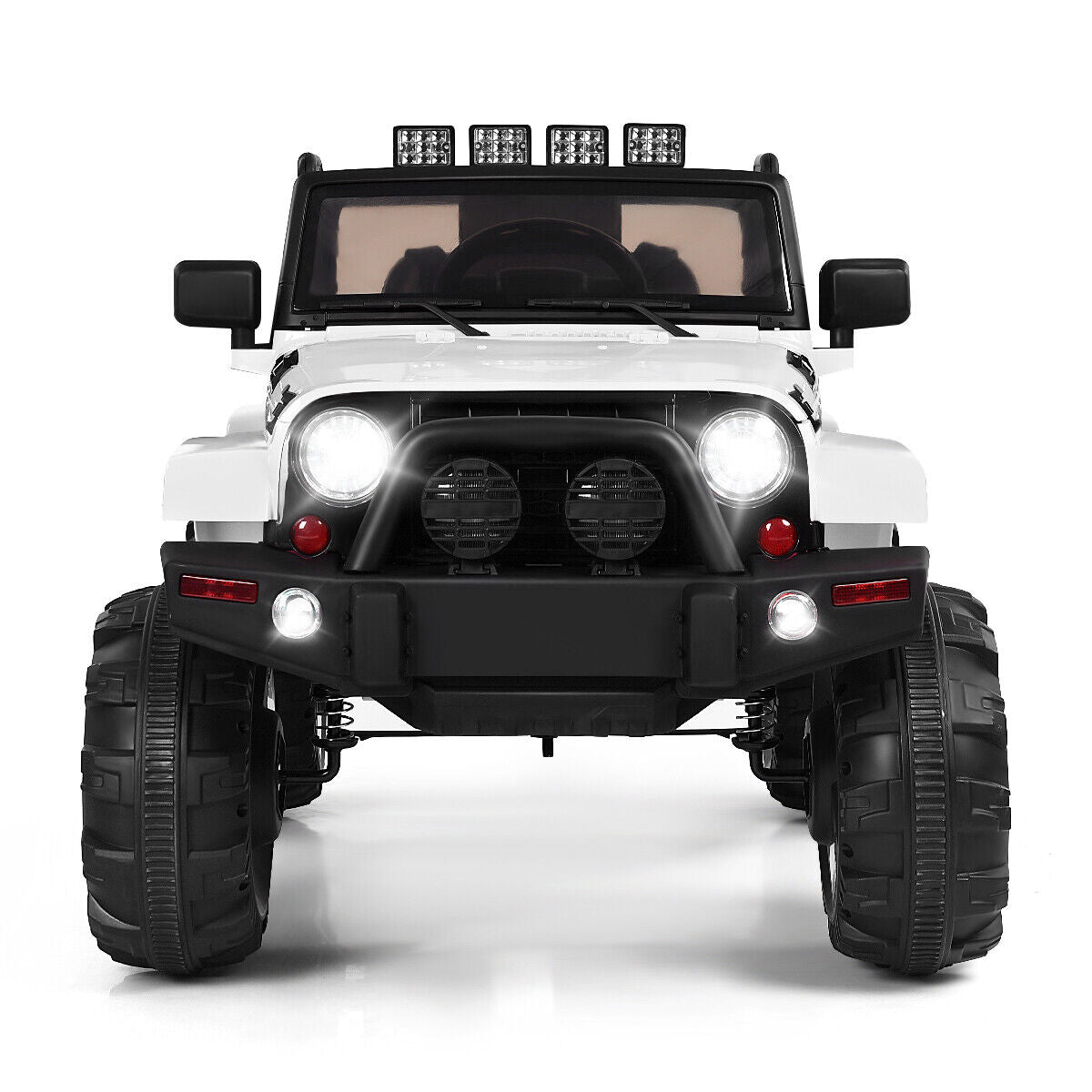 12V Kids Truck Car with Remote Control, MP3 Music, LED Lights - White