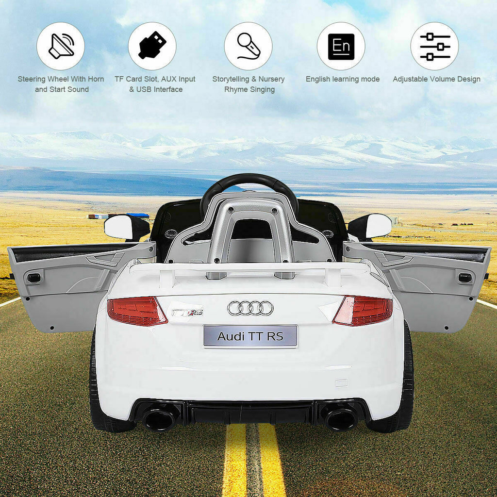 12V Licensed Audi TT RS Electric Ride On Car with Remote Control for Kids - White