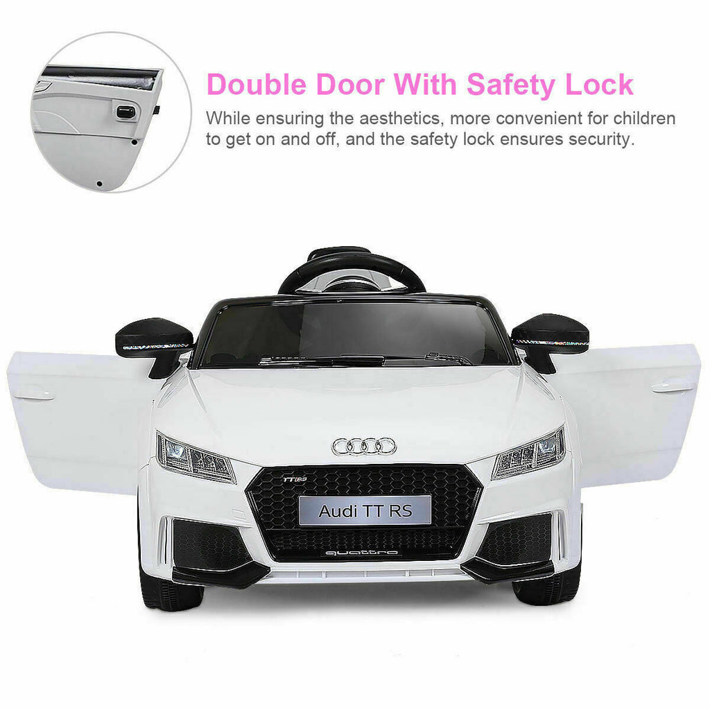 12V Licensed Audi TT RS Electric Ride On Car with Remote Control for Kids - White