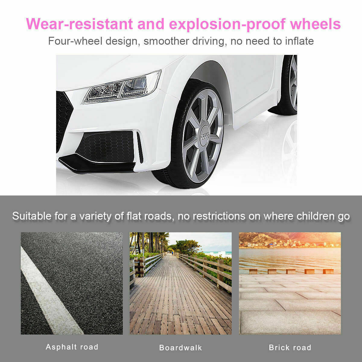 12V Licensed Audi TT RS Electric Ride On Car with Remote Control for Kids - White