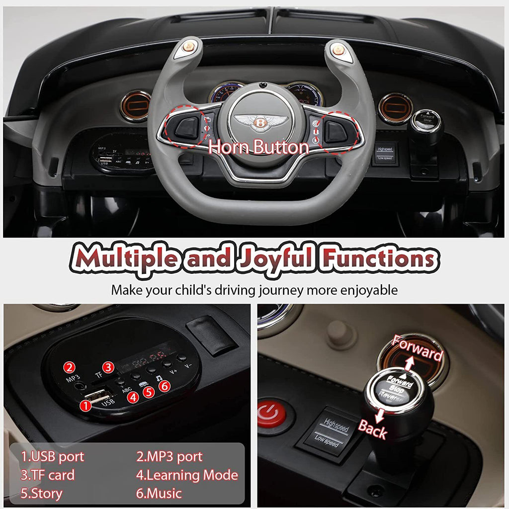 Licensed Bentley Style 12V Electric Ride On Car for Kids with Remote Control - Perfect Gift!