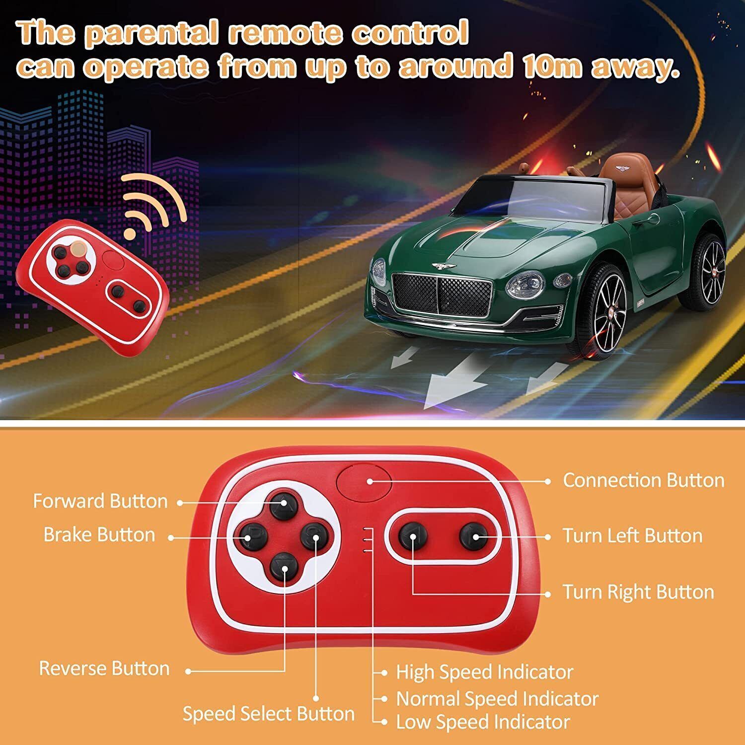 12V Licensed Bentley Style Kids Electric Ride On Car with 2.4G Remote Control