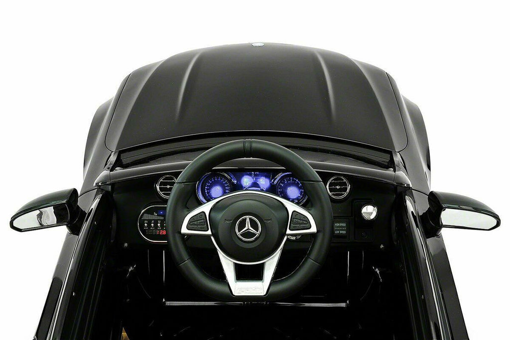 12V Licensed C63S Mercedes Kid's Ride-On Sports Car with Rubber Tires, Lights, and Remote Control