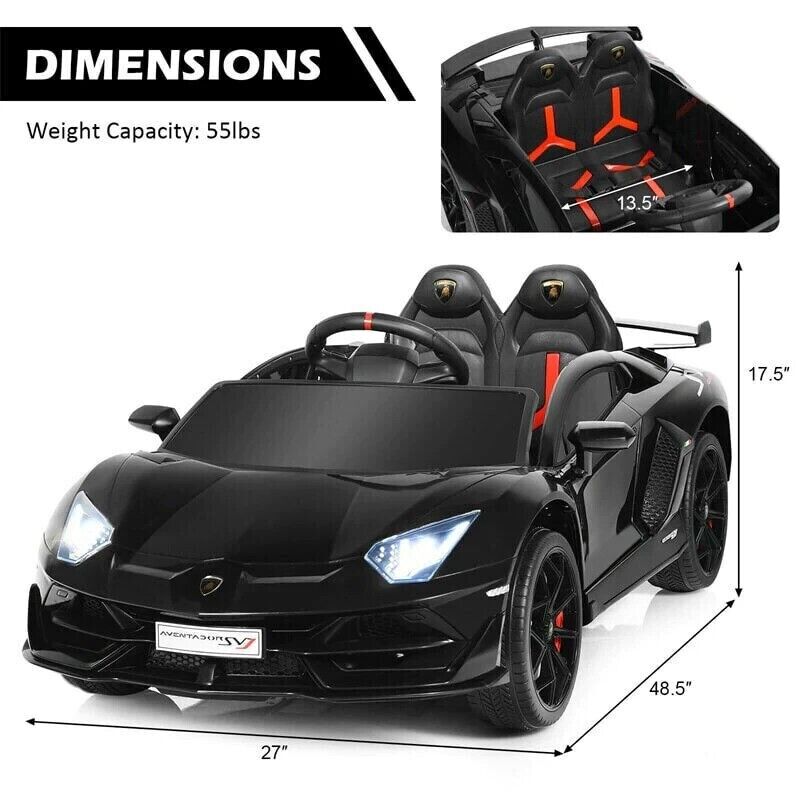 12V Licensed Lamborghini Aventador Electric Ride-On Car for Kids - Black