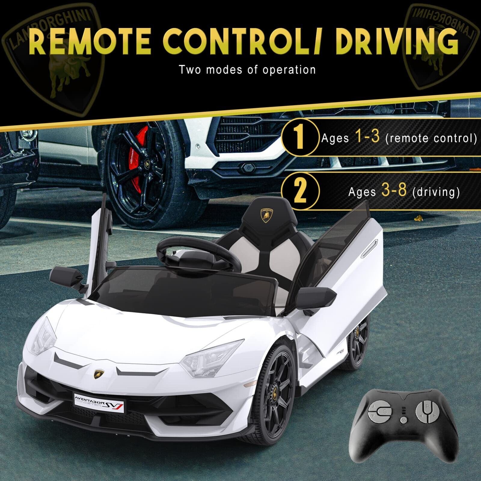 12V Licensed Lamborghini/McLaren Kids Ride On Car with Remote Control - Electric Gift for Children