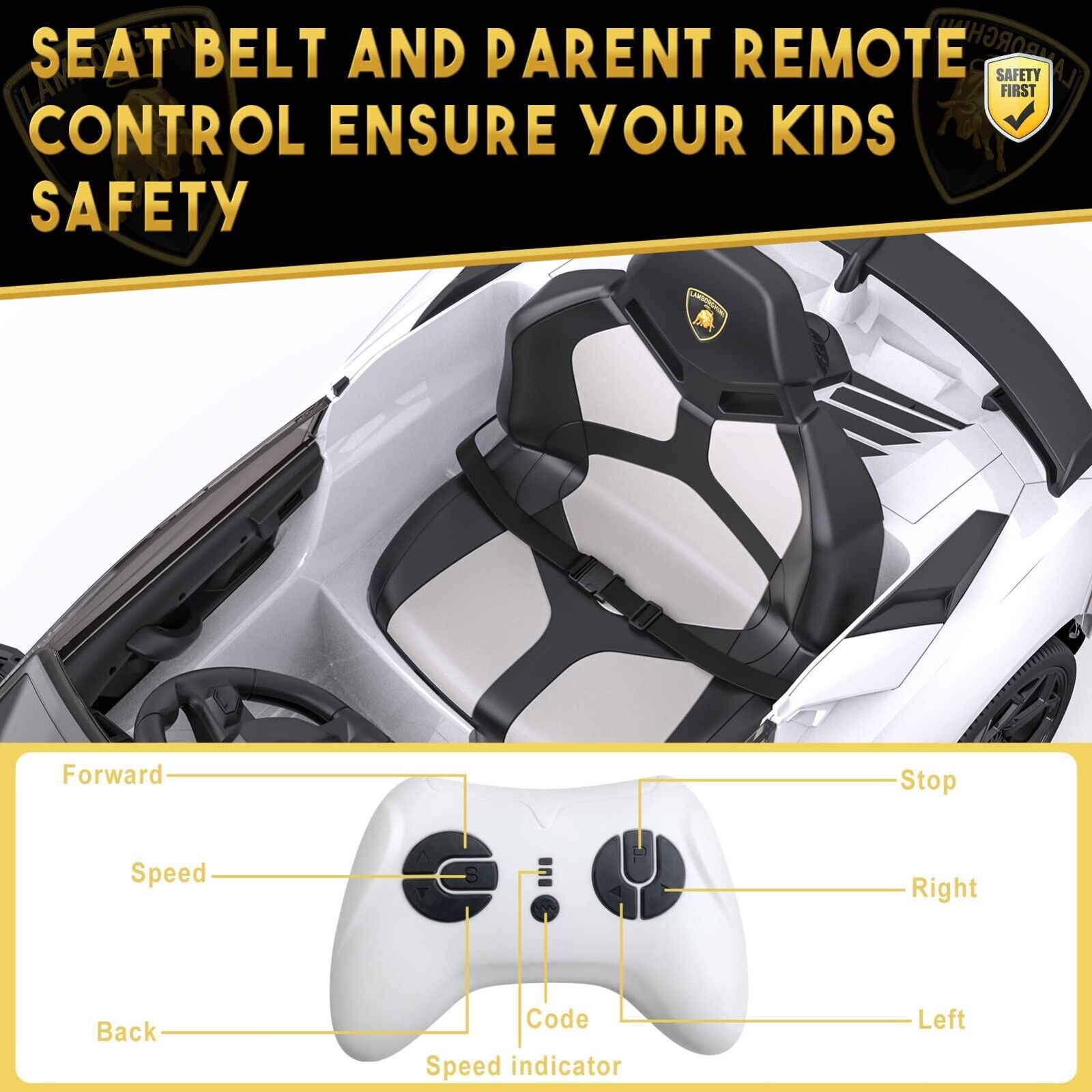 12V Licensed Lamborghini/McLaren Kids Ride On Car with Remote Control - Electric Gift for Children