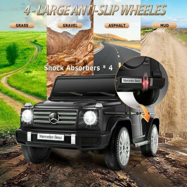 Licensed Mercedes Benz G500 4WD Electric Ride-On Car for Kids with Remote Control, MP3 Player, and LED Lights - 12V