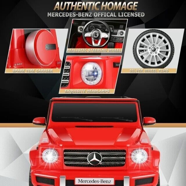 Licensed Mercedes Benz G500 4WD Electric Ride-On Car for Kids with Remote Control, MP3 Player, and LED Lights - 12V