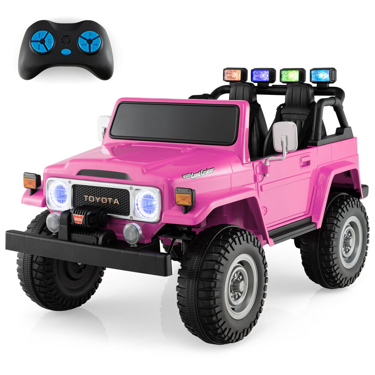 12V Licensed Toyota FJ40 RC Truck with Laser Light and Music - 2 Seater Ride-On Car