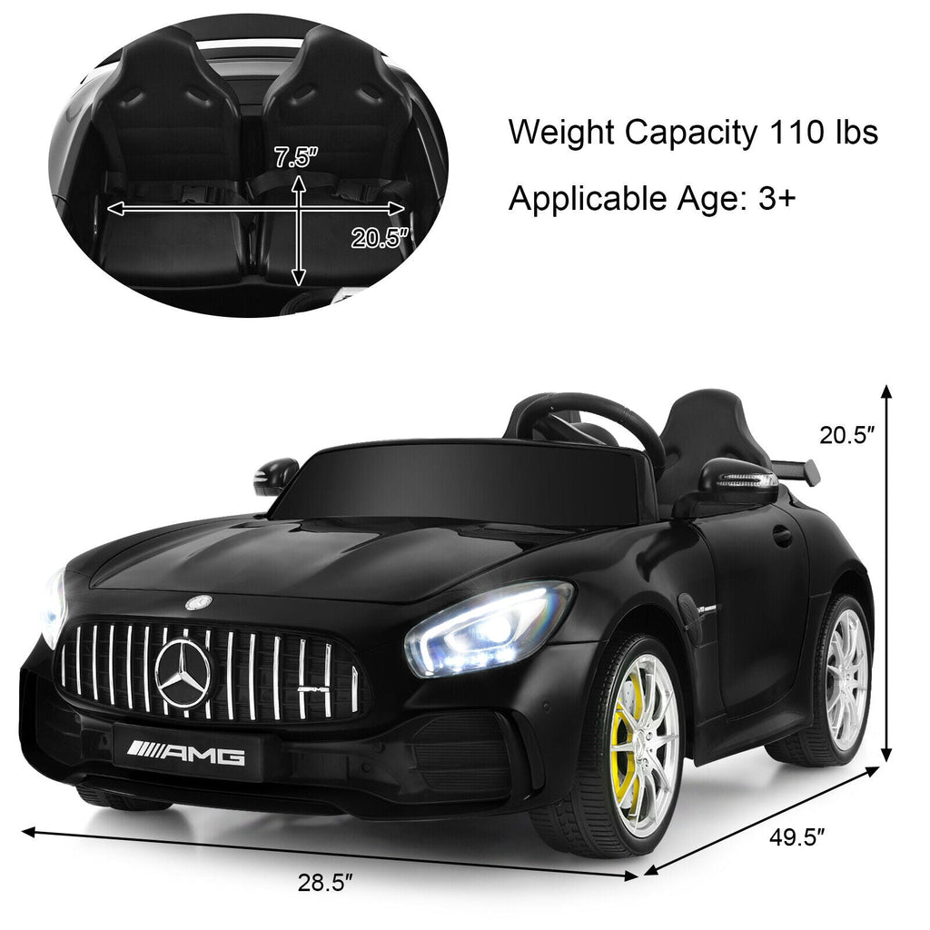 12V Mercedes Benz AMG GTR Kids Ride On Car with Remote Control and LED Lights in Black