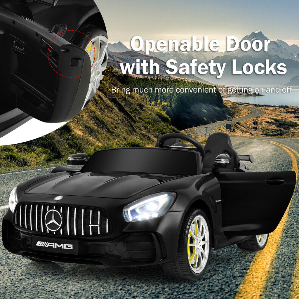 12V Mercedes Benz AMG GTR Kids Ride On Car with Remote Control and LED Lights in Black