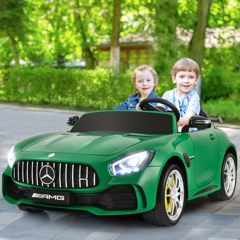12V Mercedes Benz AMG GTR Kids Ride On Car with Remote Control and LED Lights in Green