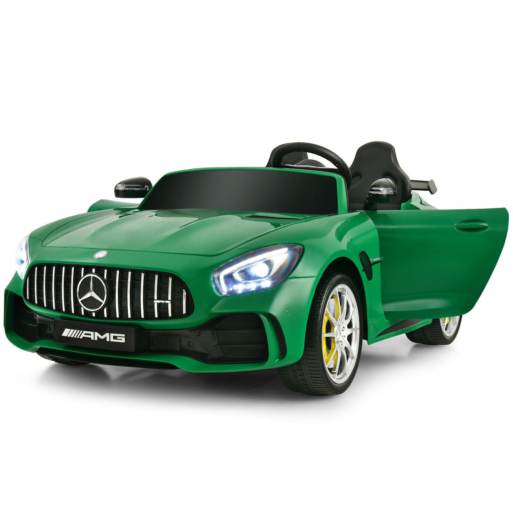 12V Mercedes Benz AMG GTR Kids Ride On Car with Remote Control and LED Lights in Green