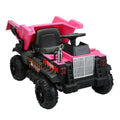12V Pink Battery-Powered Ride-On Dump Truck Toy for Kids