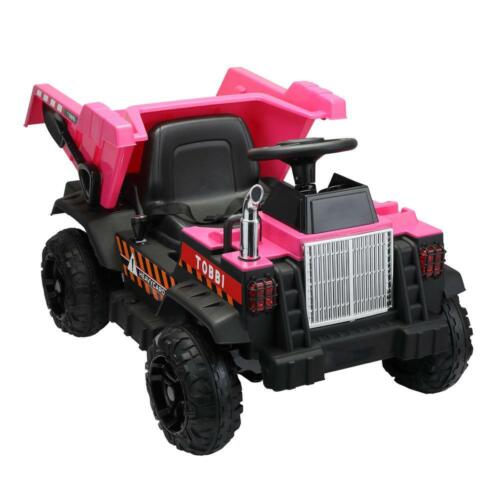 12V Pink Battery-Powered Ride-On Dump Truck Toy for Kids