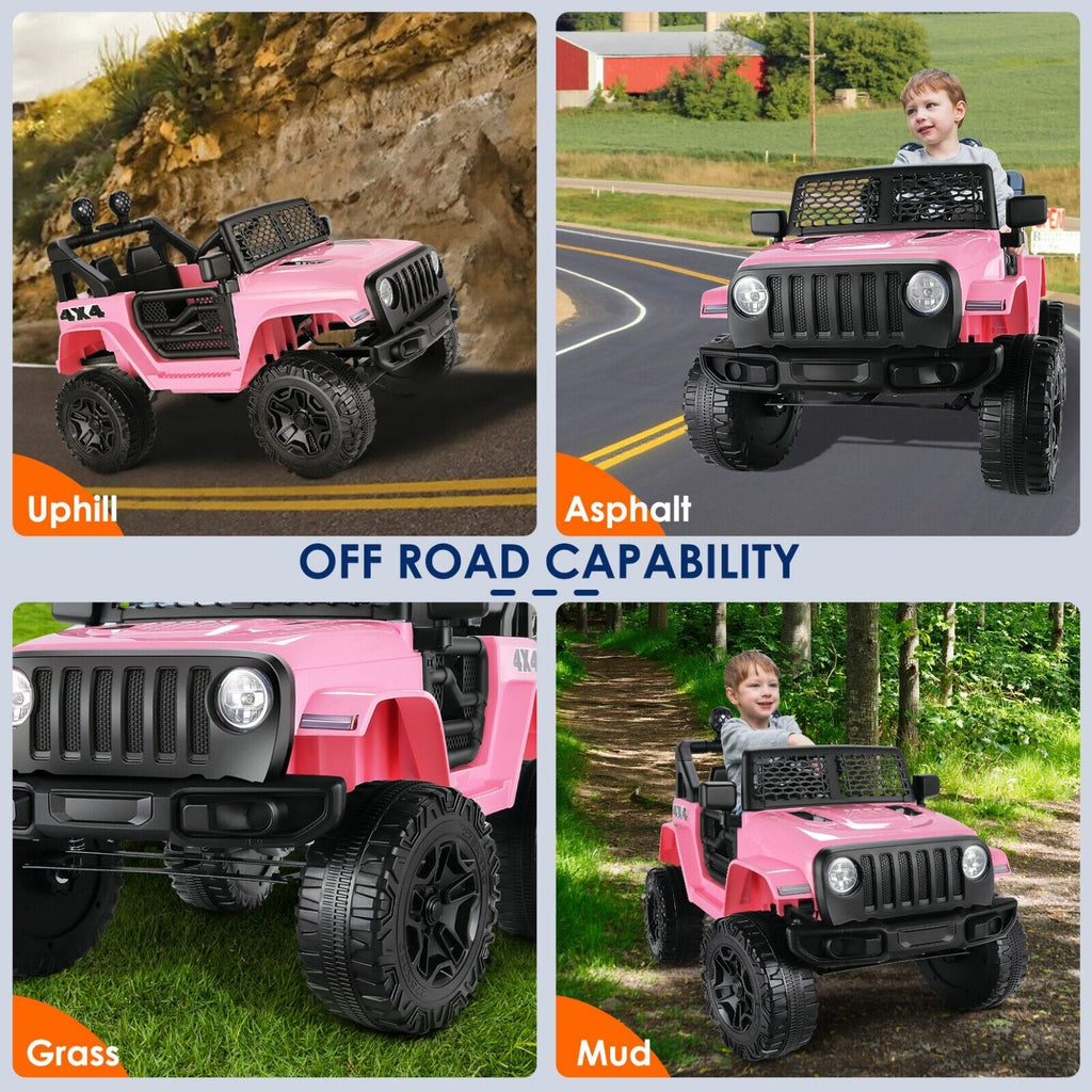 12V Pink Electric Ride-On Car for Kids with Remote Control