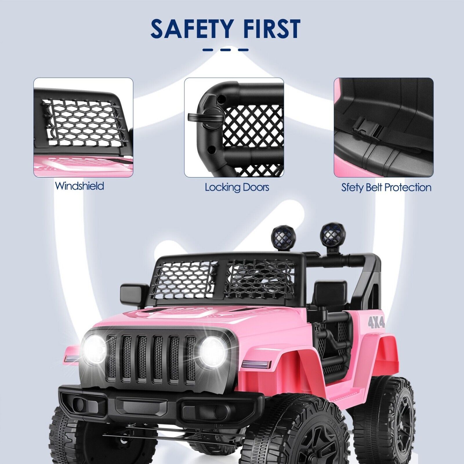12V Pink Kids Electric Ride-On Car with Remote Control and MP3 Player
