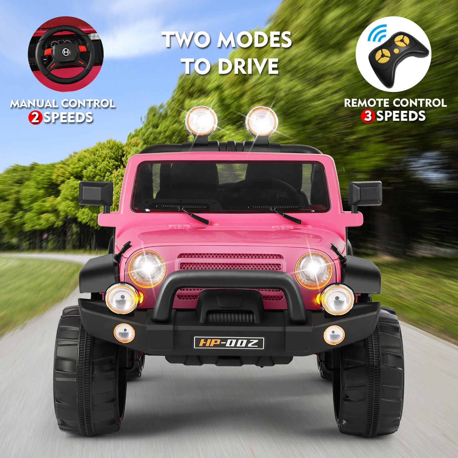 12V Electric Kids Ride-On Car with Remote Control - 3 Speeds, Pink
