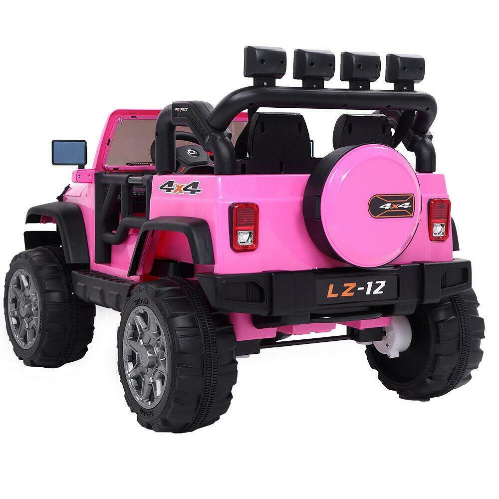 12V Pink Ride On Car for Kids with Music, Remote Control, and Wheels - Perfect Xmas Gift