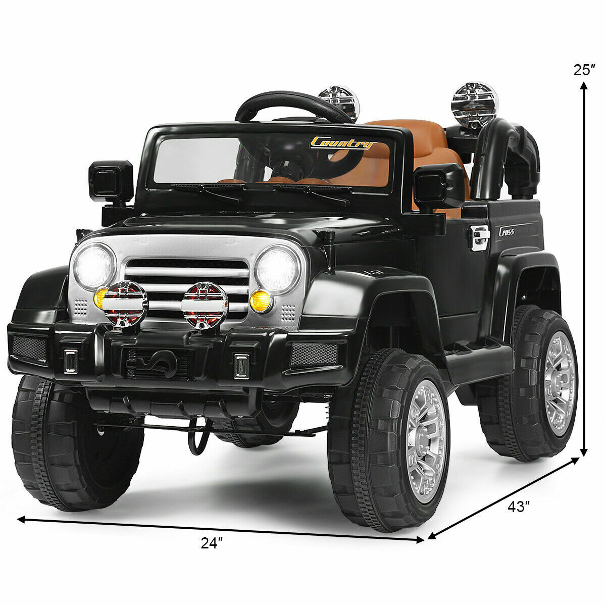 12V RC Remote Control Black Truck Car for Kids