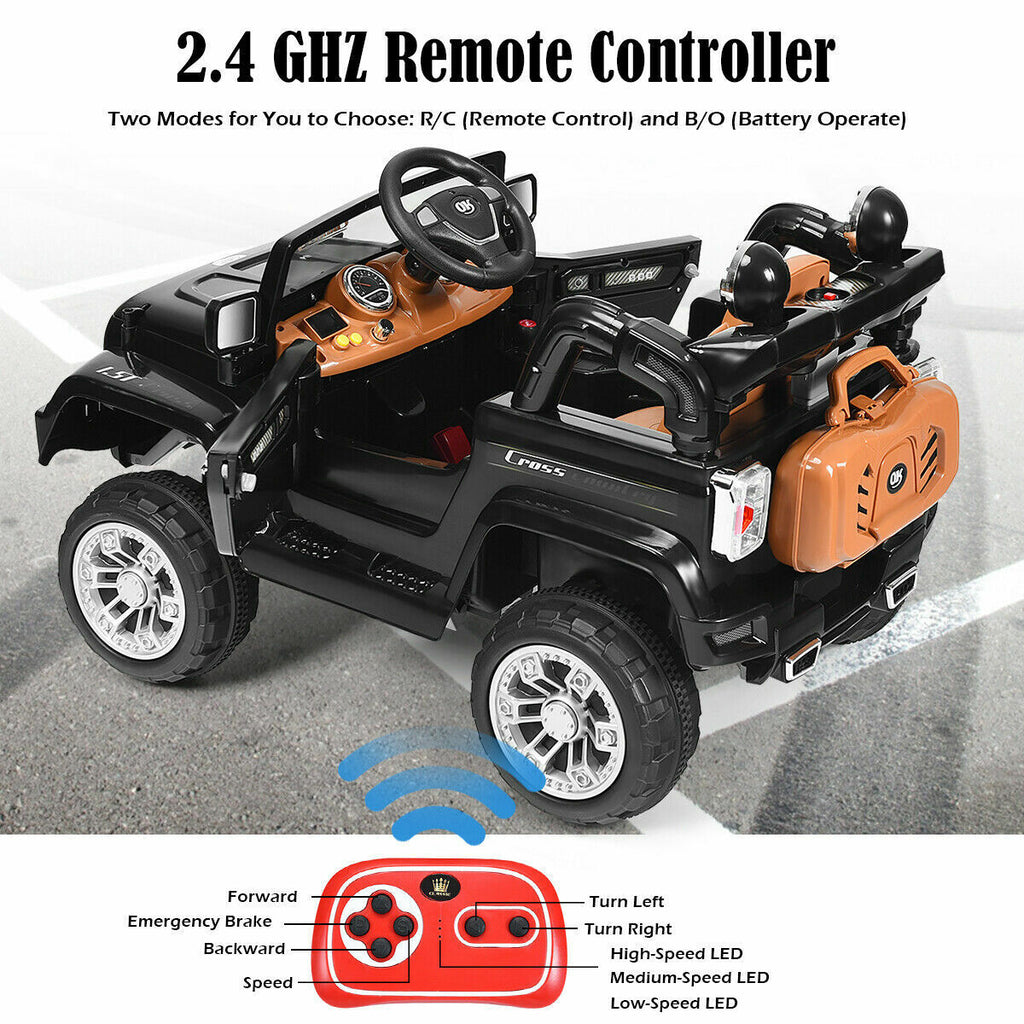 12V RC Remote Control Black Truck Car for Kids
