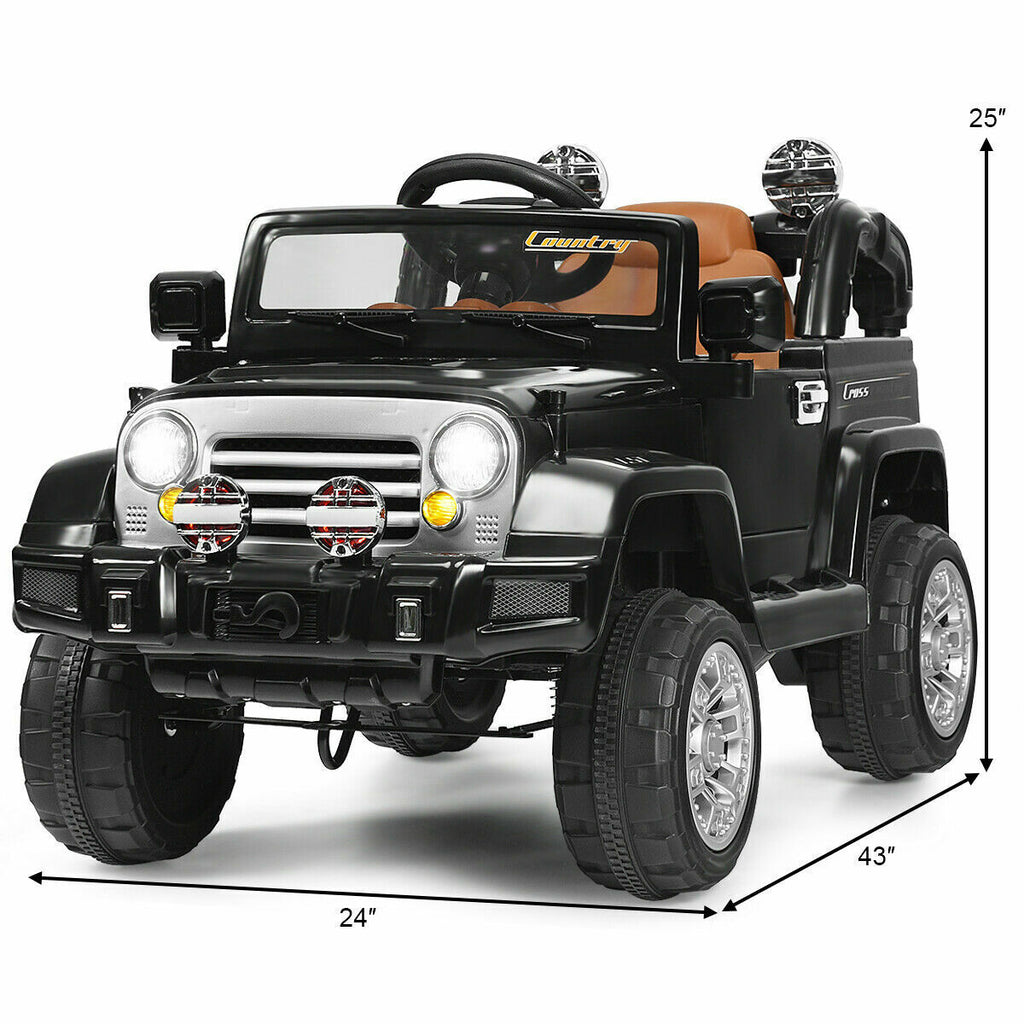 12V RC Remote Control Black Truck Car for Kids - Electric Ride-On Fun!