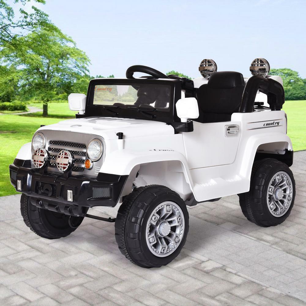 12V Remote Control Electric Truck Car for Kids - White