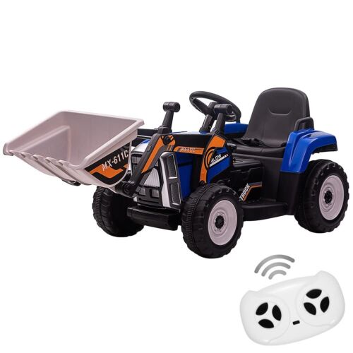 12V Remote Control Excavator Ride-On Car for Kids with EVA Tires - Blue