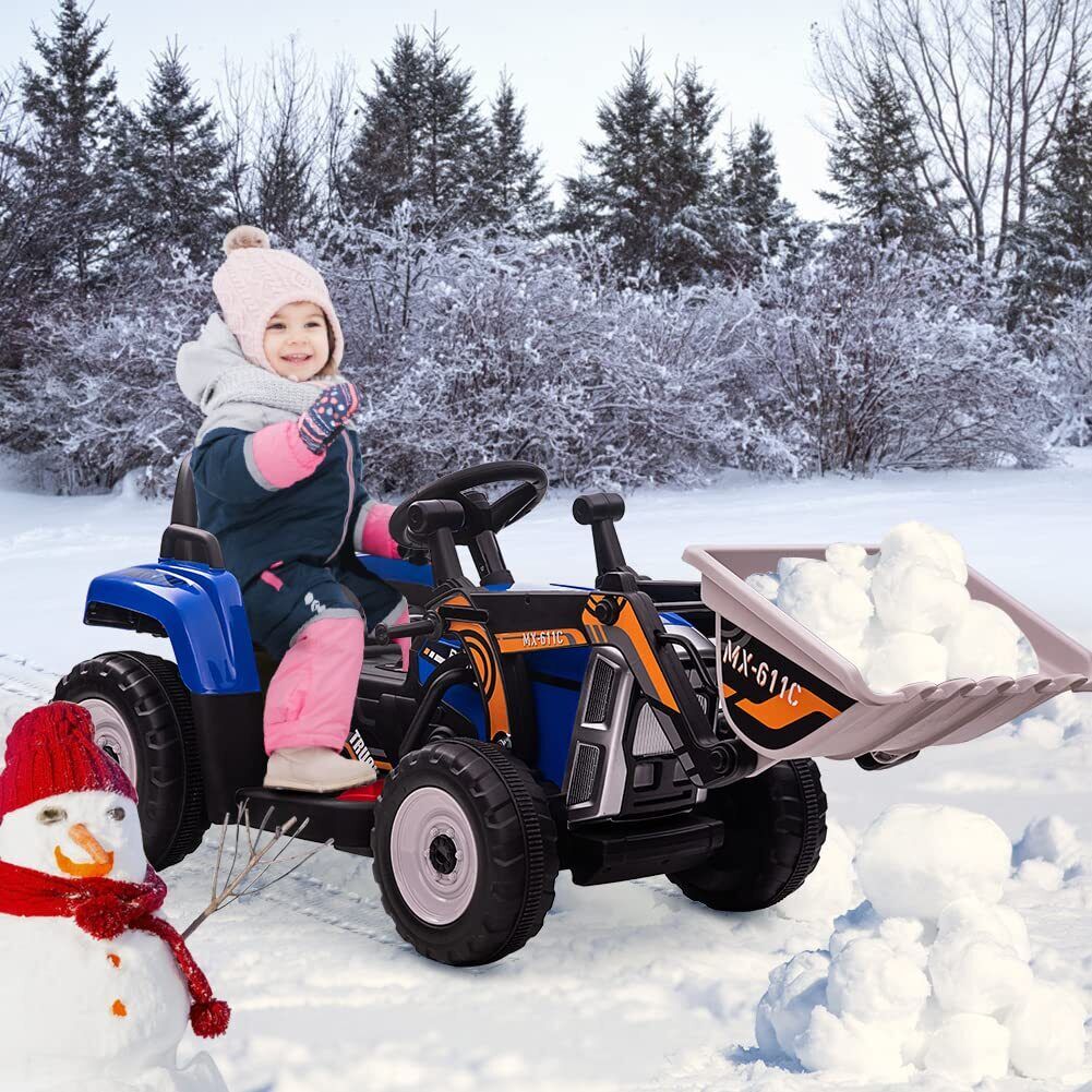 12V Remote Control Excavator Ride-On Car for Kids with EVA Tires - Blue
