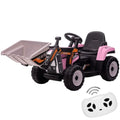 12V Remote Control Excavator Ride-On Car for Kids with EVA Tires - Pink