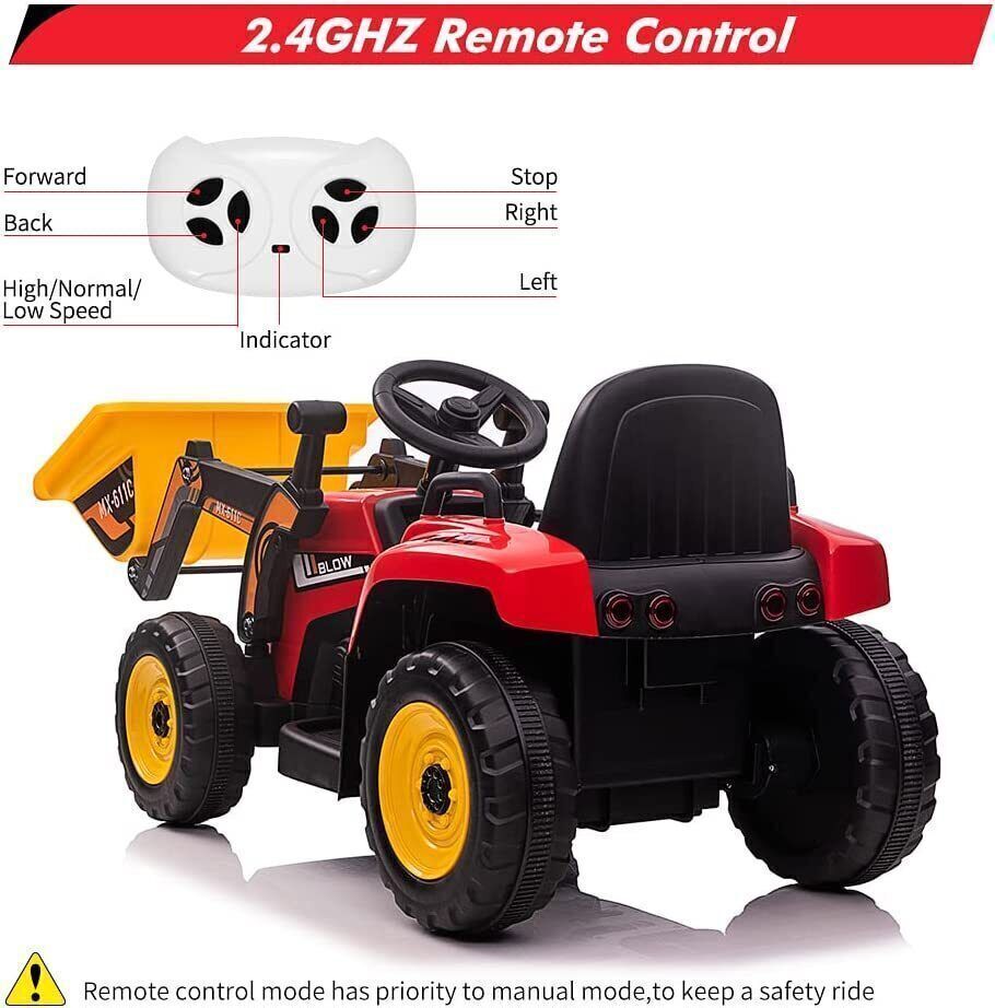 12V Remote Control Excavator Ride-On Toy for Kids - Perfect Christmas Gift!