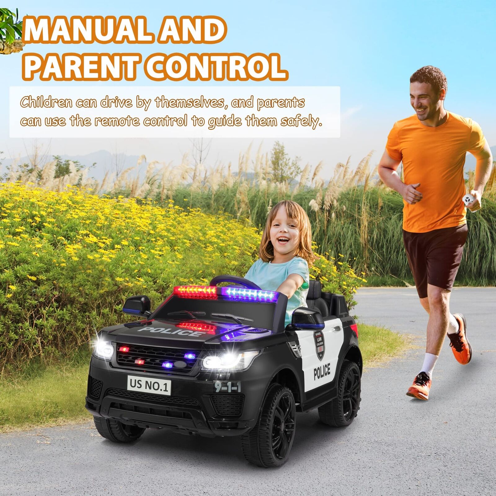 12V Remote Control Police Ride On Car for Kids Ages 3-5 Years - Perfect for Toddler Boys