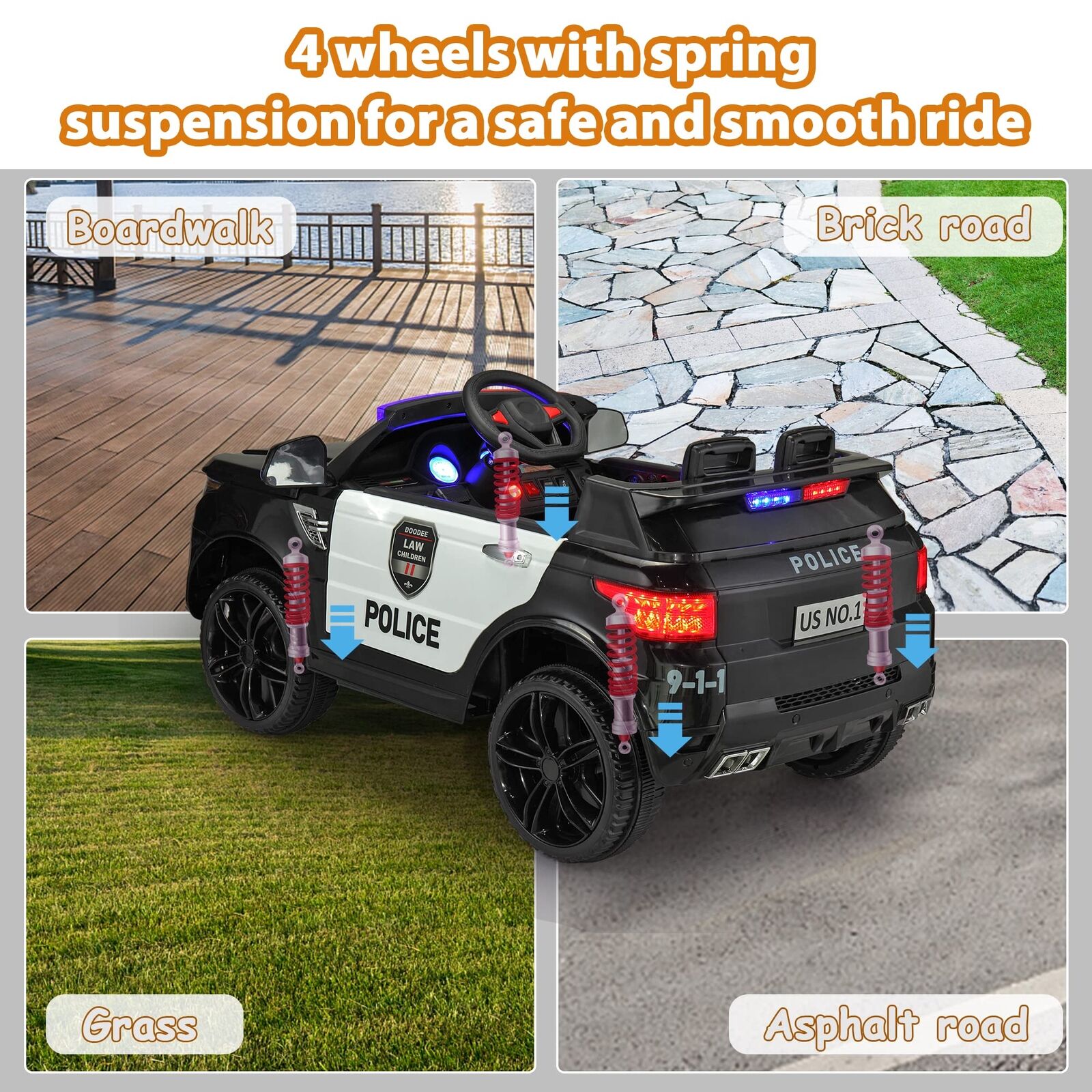12V Remote Control Police Ride On Car for Kids Ages 3-5 Years - Perfect for Toddler Boys